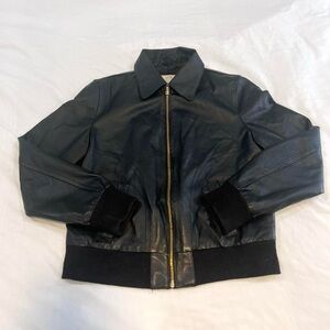 Spiegel Black Leather Jacket with Gold Accents